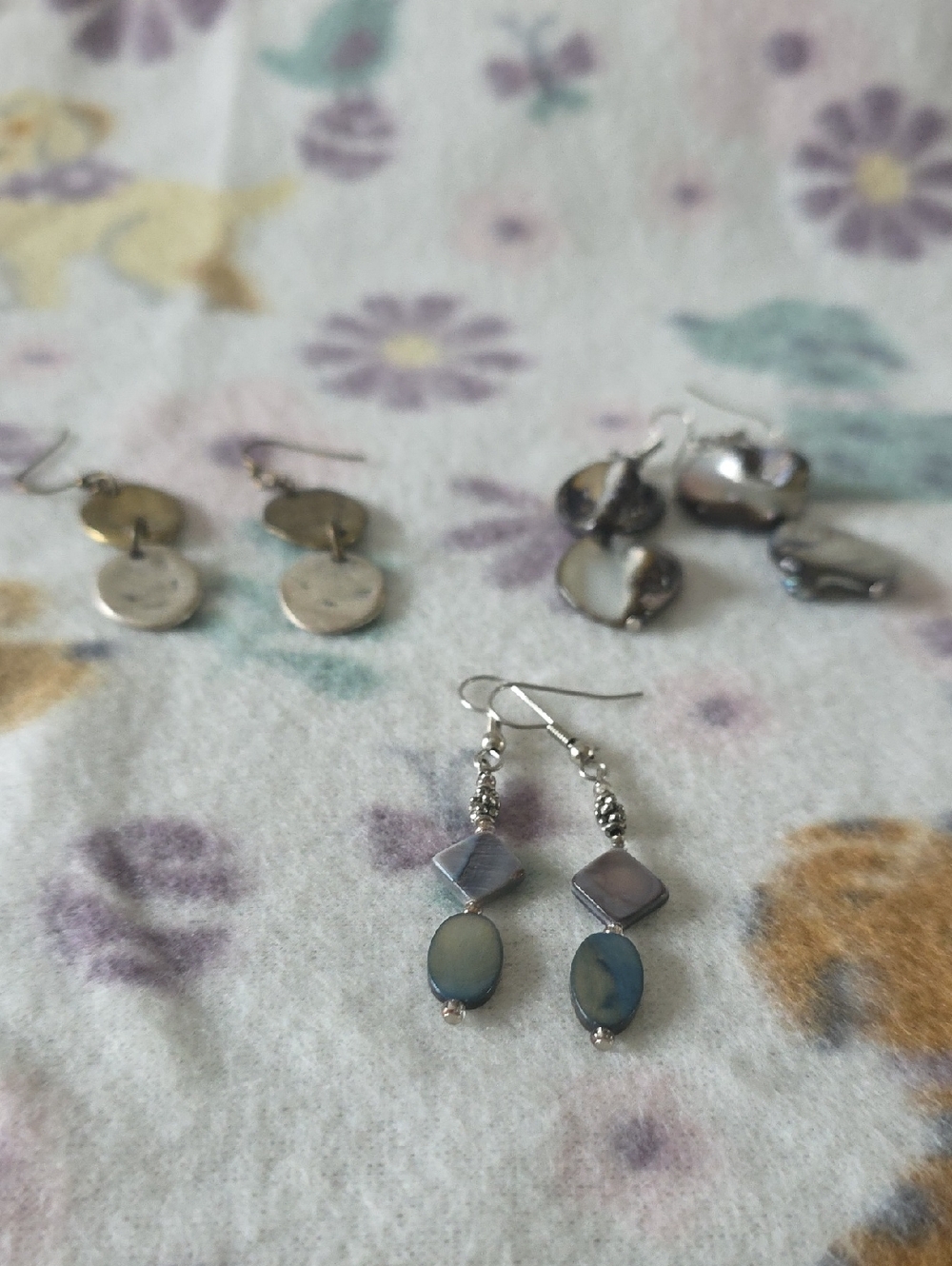 Silver-Tone Blue Shell Drop Earrings - Women's Jewelry